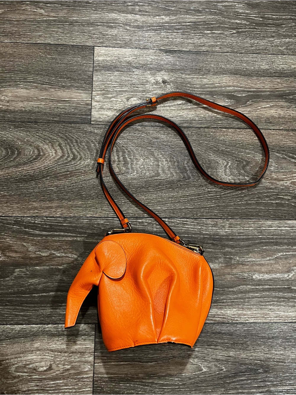 LOEWE Orange Mini Elephant Calfskin Leather Crossbody Bag
